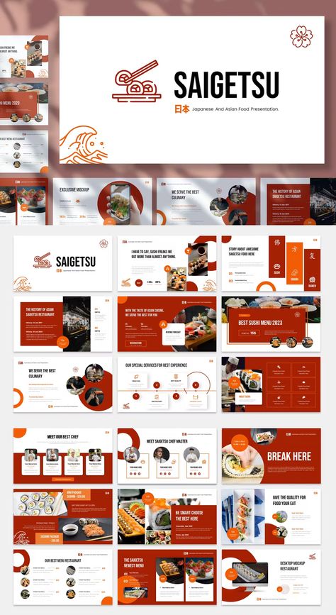 Food Business Google Slides Presentation Templates - 30 unique Multipurpose Slides Food Presentation Design, Food Presentation Design Powerpoint, Templets Powerpoint Presentation, Food Slide Presentation, Food Presentation Ideas, Presentation Design Ideas, Business Presentation Design, Food Ppt Template, Presentation Design Powerpoint