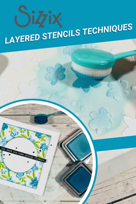 Sizzix Layering Stencils Tutorial - CraftStash Inspiration Sizzix Layering Stencils, Sizzix Luster Wax, Multi Layered Stencil Art, Multi Layered Stencils, Make Your Own Stencils, Altenew Layered Dahlia Stencil Cards, Stencils Tutorials, How To Make Stencils, Craft Stash