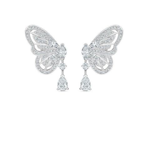 Butterfly earrings in white gold Shein Lookbook, Character Closet, Heart Drawings, Iridescent Wings, Nature Butterfly, Marvel Dr, Magic Forest, Jenner Outfits, Classy Jewelry