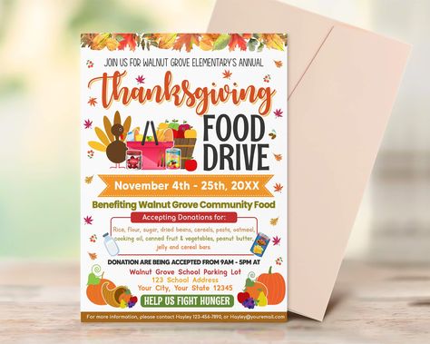 Thanksgiving Food Drive, Food Bank Donations, Food Drive Flyer, Toy Drive, Canned Fruit, Invitation Flyer, Food Drive, Cereal Bars, Diy Thanksgiving