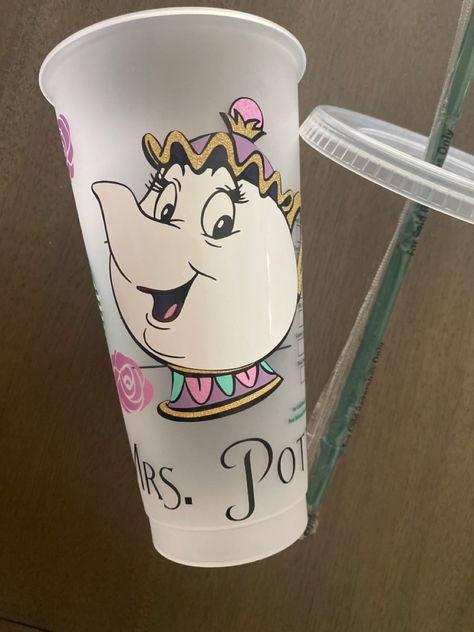 Starbucks Cups Disney, Mrs Potts, Disney Starbucks, Cold Cups, Disney Disney, Starbucks Cup, Starbucks Cups, Cold Cup, Custom Tumblers