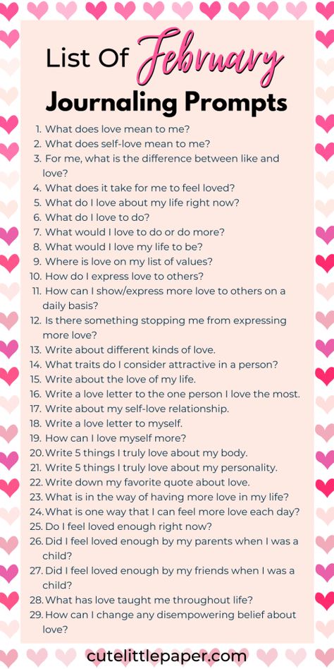 Dating Journal Prompts, Prompts About Love, Journal Prompts Love, Daily Journaling Prompts, February Writing Prompts, February Writing, Tenk Positivt, Mindfulness Journal Prompts, Journal Inspiration Writing