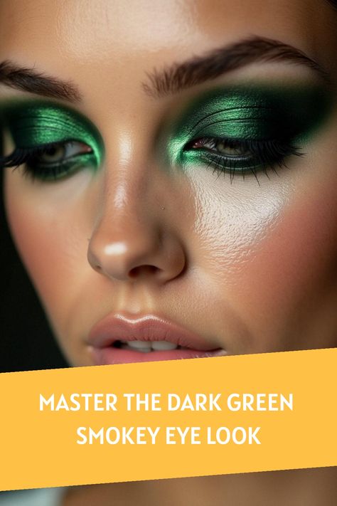 Master the Dark Green Smokey Eye Look Dark Green Smokey Eye, Green Smokey Eye Tutorial, Green Eyes Pop, Grey Smokey Eye, Dark Smokey Eye, Smokey Eye Look, Glam Accessories, Smudge Proof Eyeliner, Smokey Eye Easy