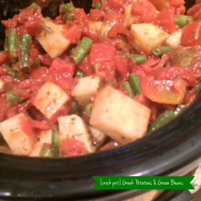 re•cipe re•visited: [crock pot] Greek Potatoes & Green Beans | Bekah Loves Potatoes Green Beans, Great Dinner Recipes, Crock Pot Potatoes, Greek Potatoes, Healthy Food Options, Quick Healthy Meals, Meatless Meals, Family Friendly Meals, Easy Food To Make