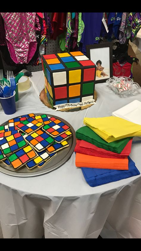 Rubics Cube Birthday Party, Rubix Cube Birthday Party, Rubik’s Cube Party Ideas, Rubix Cube Theme Birthday Party, Rubix Cube Birthday Cake, Rubiks Cube Theme Birthday Party, Rubix Cube Party Ideas, Tetris Birthday Party, Rubiks Cube Party Ideas