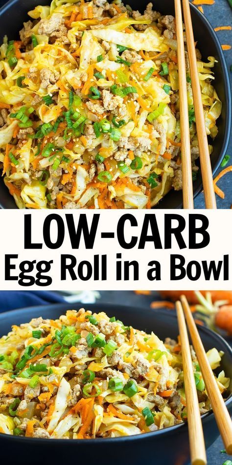 Easy Egg Roll, Cena Keto, Shredded Cabbage, Egg Roll In A Bowl, Diner Recept, Resep Diet, Egg Roll, Ground Turkey Recipes, Low Carb Dinner Recipes