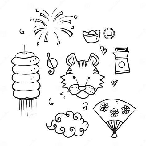 Hand Drawn Doodle Chinese Lunar New Year Element Illustration Stock Vector - Illustration of money, doodle: 241294576 Money Doodle, Sketch Cloud, Arrow Doodle, Paper Clouds, Chinese Lunar New Year, Hand Drawn Arrows, Line Doodles, Element Illustration, Abstract Animal Art