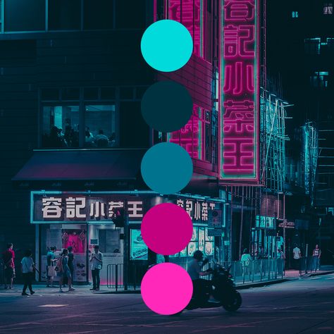 Cyberpunk Color Palette, Night Color Palette, Night Palette, Rainbow Color Palette, Neon Colour Palette, Color Tips, Color Design Inspiration, Vice City, Color Palette Challenge