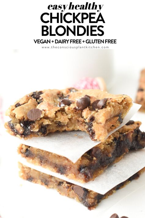 Bars With Peanut Butter, Chickpea Blondies, Vegan Blondies, Blondie Bars, Protein Dessert, Plant Kitchen, Blondies Recipe, Protein Desserts, Vegan And Gluten Free