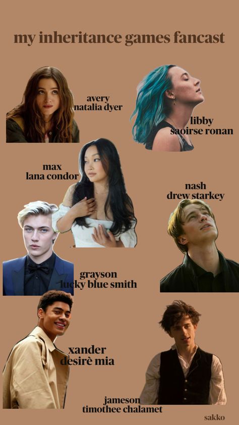 me and @salmona8015 spent so long on finding the right people. before anyone says they dont like some of them, thats fine but we had to find people who are young looking, actung experience, or people who have potential for acting Avery Grambs Fan Art, Avery Grambs, Inheritance Trilogy, The Inheritance Games, Lucky Blue Smith, Lana Condor, Inheritance Games, Lucky Blue, Find People