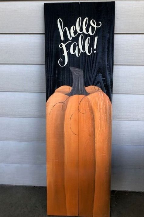 Fall Decor Signs, Fall Wood Crafts, Fall Pumpkin Crafts, Fall Canvas Painting, Fall Wood Signs, Halloween Wood Crafts, Fall Canvas, Front Porch Christmas Decor Ideas, Porch Christmas Decor Ideas