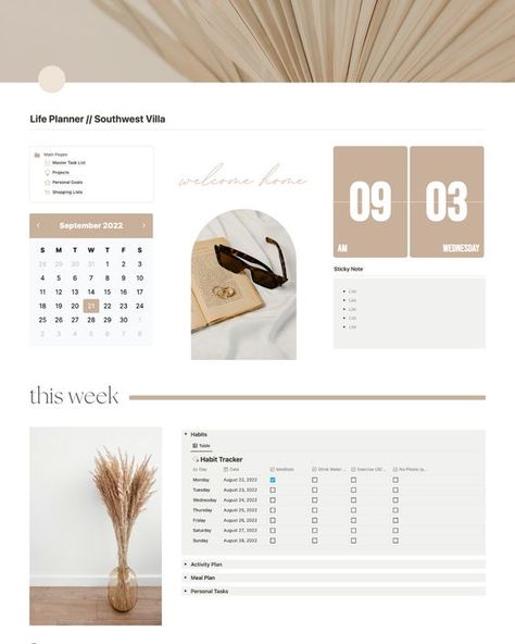 Notion Planner Template, To Do Lists Aesthetic, Notion Planner, Goals Template, Digital Organization, Notion Templates, Agenda Template, Aesthetic Life, Notion Template