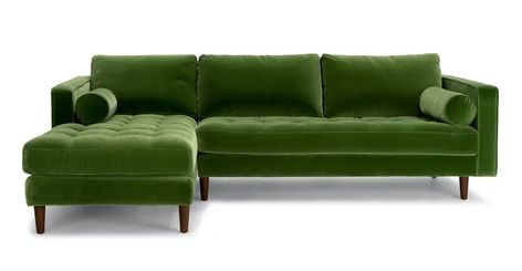 Modern Couches | Modern, Mid Century & Scandinavian Furniture Green Sectional, Sven Sofa, Mid Century Modern Sectional Sofa, Tufted Sectional, Modern Sofa Couch, Article Furniture, Sectional Chaise, Velvet Sectional, Green Couch