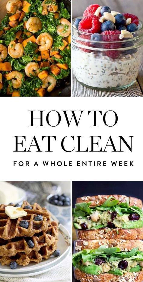 We created a plan that�ll help you create 3 clean eating meals a day for 7 days straight. Whether you make one or 21 of these recipes, you�re on your way to feeling great. Clean Eating Meals, Non Processed Foods, Pasta Vegetariana, Smoothies Vegan, Overnight Oat, Low Carb Snack, Clean Eating Meal Plan, Dessert Aux Fruits, Resep Diet