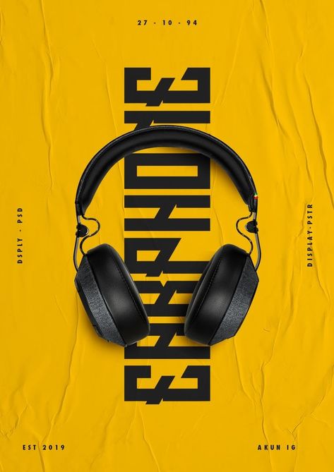 Event Poster Design Advertising, Product Ad Design Poster, Music Ads Design, Electronic Graphic Design, Headphones Poster Design, Music Social Media Design, Event Poster Design Ideas, Sports Event Poster, Poster Electronic