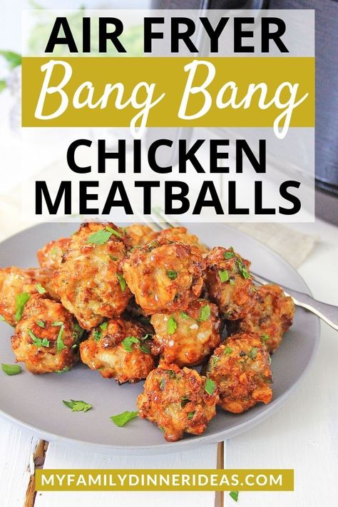 Air fryer bang bang chicken meatballs #airfryer #bangbangchicken #airfryerrecipes Bang Bang Chicken Meatballs, Asian Chicken Meatballs, Bang Bang Chicken, Chicken Meatballs, Air Fryer Healthy, Air Fryer Dinner Recipes, Time To Eat, Air Fryer Recipes Easy, Air Fryer Recipes Healthy