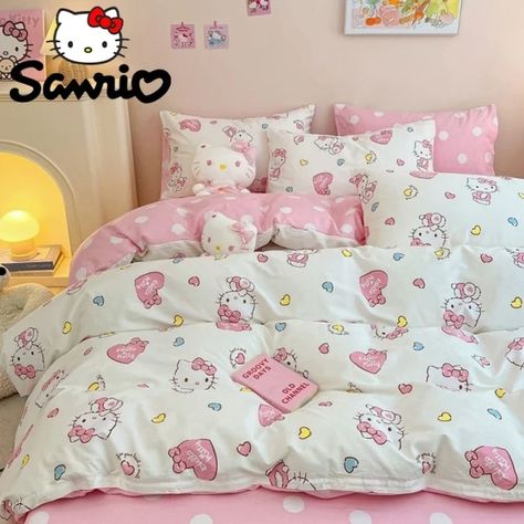 Just found this amazing item on AliExpress. Check it out! $21.73 50％ Off | Sanrio Hello Kitty Duvet Cover Bedding Products Cartoon Bed Sheet Pillow Case Winter Thickening for Women Girl Adults Kids Gift Cute Bed Sheets, Hello Kitty Bedding, Hello Kitty Bed, Kitty Aesthetic, Pillow Case Bed, Twin Bed Sheets, Pink Duvet Cover, Dreamy Bedrooms, Pink Bedding