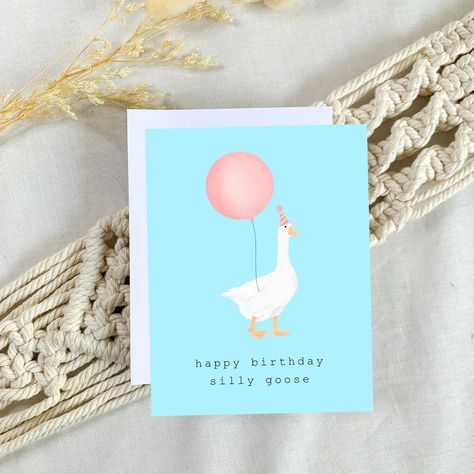 Animal Birthday Card, Silly Goose, Envelope Seal, Animal Birthday, Personal Message, White Envelopes, Greeting Card, Birthday Cards, Card Stock