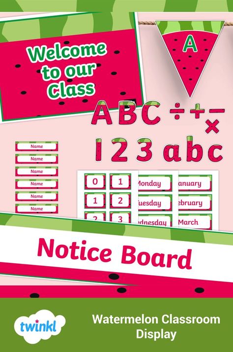 Display Lettering, Juicy Watermelon, Back To School Bulletin Boards, Class Theme, Classroom Display, Classroom Decor Themes, Education Inspiration, School Bulletin Boards, New Classroom