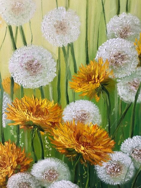 Yellow Dandelion Painting, Abstract Dandelion Painting, Dandelion Oil Painting, Dandelion Field Painting, Field Of Dandelions Painting, Dandelion Acrylic Painting, Dandelion Painting Acrylic, Dandilion Art, Dandelion Paintings