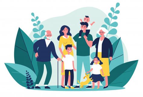 Happy Big Family, Happy Grandparents Day, Family Vector, Family Meeting, Geometric Textures, Family Cartoon, Family Illustration, Photo Background Images, Vector Character