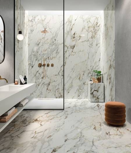 Wall & Floor Bathroom Ceramic Tiles Italian Design | Supergres Calacatta Marble Bathroom, Italian Marble Flooring, Marble Bathroom Designs, Marble Bathroom Floor, Marble Flooring Design, Italian Bathroom, White Marble Bathrooms, Marble Tile Bathroom, Look Wallpaper