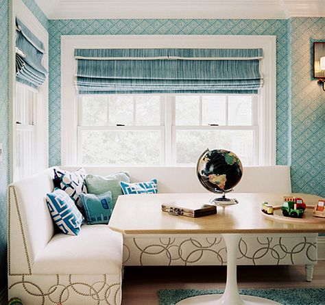 Dining Banquette, Kitchen Banquette, House Of Turquoise, Dining Room Contemporary, Banquette Seating, Contemporary Dining Room, Dining Nook, Leather Dining, Breakfast Room