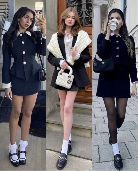 White Pantyhose Outfit, Cute Mini Skirt Outfits, Pantyhose Outfit, Frilly Socks, Miniskirt Outfits, Black Pantyhose, White Socks, Rich Girl, White Sock