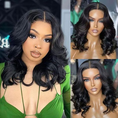 PRICES MAY VARY. 100% Raw Human Hair lace front wig with soft silky texture that can be styled, dyed, curled, straightened and bleached Pre-plucked hairline and baby hairs create a natural hairline; no shedding, no tangling Dome cap with adjustable straps and 4 combs provides a secure customizable fit 13x4 inch HD lace frontal allows for free parting and versatile styling like ponytails or buns; 180% density provides full and bouncy waves Perfect for various occasions like birthdays, weddings, p Glueless Wigs Black Women, 24inch Wig, Bouncy Waves, Body Wave Weave, Body Wave Weave Hairstyles, Human Lace Wigs, Bob Cut Wigs, Curly Bob Wigs, Glueless Wigs