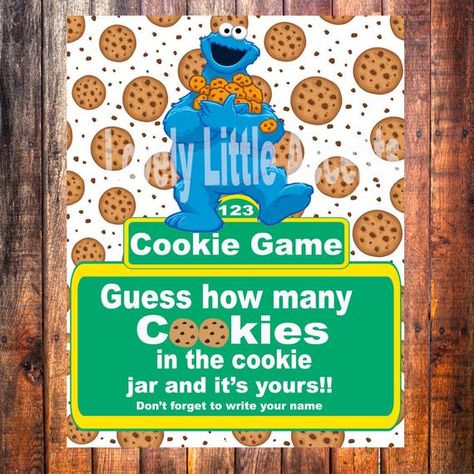 Description Cookie Monster Sesame Street Cookie Jar Game Guess How many cookies are in a cookie jar You get the full image, the wood backdrop with shop name will not be on your sign when you download it. * If you would like customizations, contact shop PRIOR to purchase. What you are purchasing is Cookie Monster Games, Sesame Street Games, Strawberry Shortbread, Elmo First Birthday, Muppets Party, Cookie Monster Birthday Party, Jar Games, Boys 1st Birthday Cake, Monster 1st Birthdays