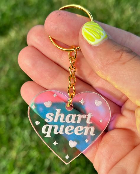 Fresh new photos of some of my keychains ✨ my keychains make fantastic gifts. They are all made and designed in house by ME. I use eye catching iridescent acrylic paired with a gold chain! My keychains are $12 and I sell them in my Etsy, Shopify and FAIRE. I have all sorts of dumb relatable phrases on them! Iridescent Acrylic, New Photos, Fantastic Gifts, Dumb And Dumber, Gold Chain, Gold Chains, Keychains, Chain, Gold