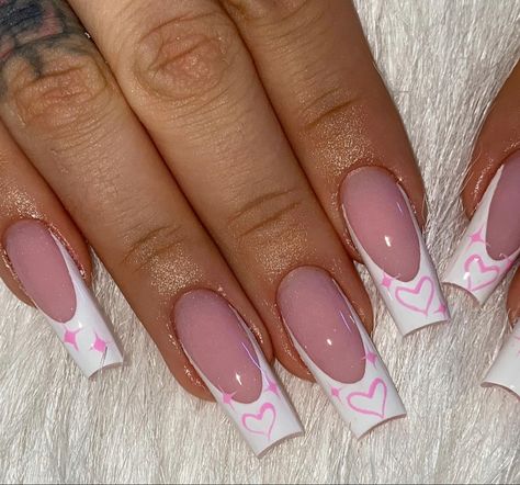 Nails Heart, Sassy Nails, Drip Nails, Colored Acrylic Nails, Girly Acrylic Nails, French Tip Acrylic Nails, Cute Acrylic Nail Designs, Simple Acrylic Nails, Acrylic Nails Coffin Short