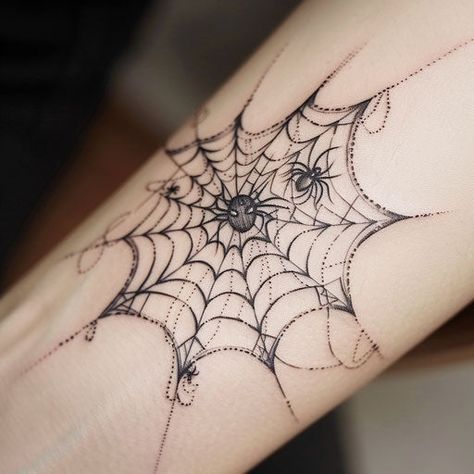 Spider Web Tattoo Design Pack Spiderweb Mandala Tattoo, Halloween Collar Bone Tattoo, Lace Spider Web Tattoo, Feminine Spider Web Tattoo, Dainty Gothic Tattoo, Floral Spider Web Tattoo, Cool Spider Tattoos, Spiderweb Sternum Tattoo, Spider Web Hand Tattoo