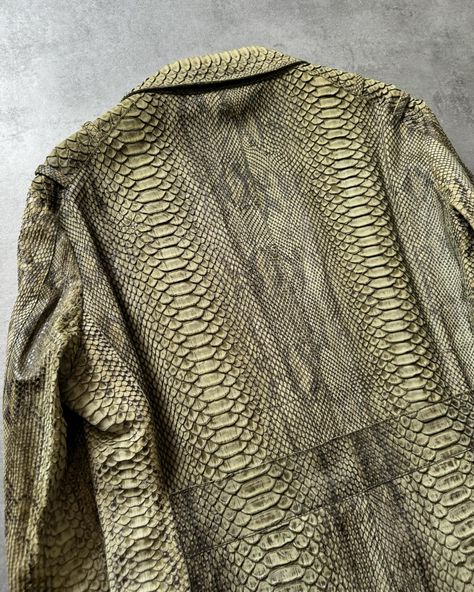 SS2002 Roberto Cavalli Python Leather Sand Jacket 🐍 Available now on www.dolcevitahub.com | Link in bio Snake Leather Jacket, Snake Leather, Roberto Cavalli, Python, Link In Bio, Leather Jacket, Embroidery, Leather, On Instagram