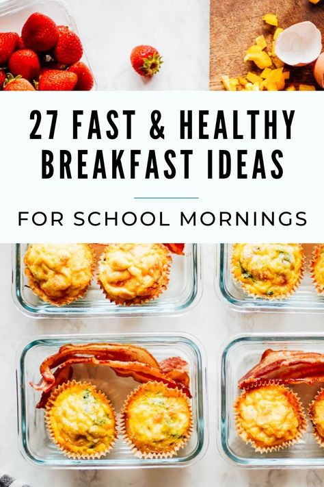 These healthy kids breakfast ideas are fast and easy to make and the perfect way to start a busy day full of learning! Great for busy school mornings. Breakfast On School Mornings, School Year Breakfast Ideas, Breakfast Ideas For High Schoolers, Easy Morning Breakfast For Kids Back To School, Week Day Breakfast Ideas, Quick Before School Breakfast, Weekday Breakfast Kids, Kindergarten Breakfast Ideas, Breakfast List Ideas