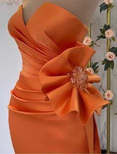 Dress Masquerade, Masquerade Prom, Gown Floral, Orange Satin, Evening Dresses Cocktail, فستان سهرة, Prom Dresses Online, Looks Chic, Homecoming Dresses Short