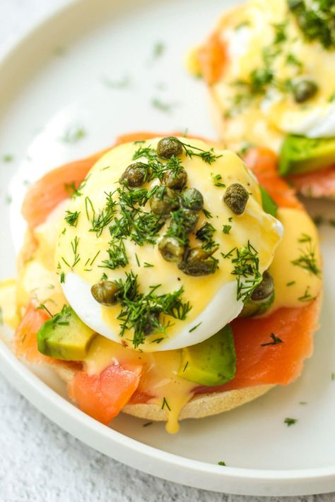 Smoked Salmon Eggs Benedict | Good Food Discoveries Lebanese Fattoush Salad, Salmon Eggs Benedict, Smoked Salmon Eggs, Roasted Garlic Potatoes, French Hot Chocolate, Best Smoked Salmon, Homemade Hollandaise Sauce, Smoked Salmon And Eggs, Best Hot Chocolate Recipes