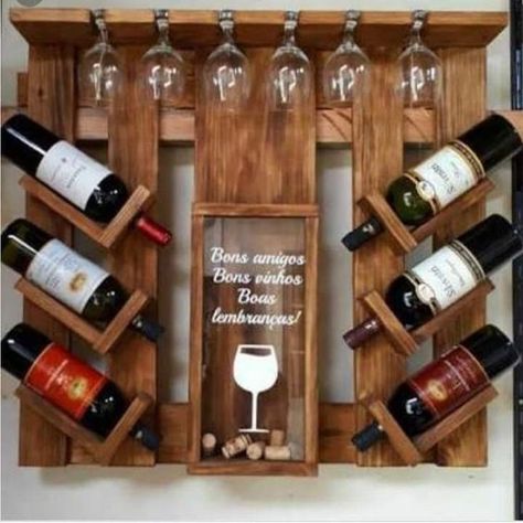 Wine Wood Projects, Botelleros Ideas, Wine Bottle Holder Diy, Wine Bottle Glass Holder, Wine Rack Design, Diy Home Bar, Wooden Wine Rack, Wine Shelves, Wood Wine Racks