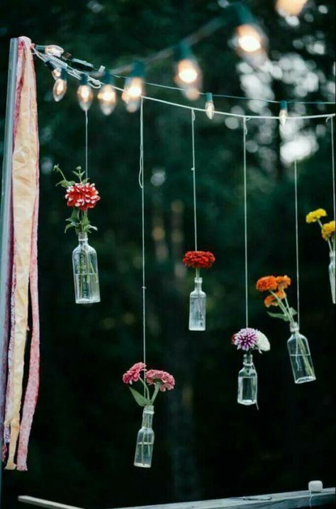 Diy Outdoor Candles, Hula Hoop Chandelier, Summer Solstice Party, Paper Chandelier, Flower Birthday Party, Birthday Party Decorations Diy, Garden Party Decorations, Party Deco, Outdoor Candles