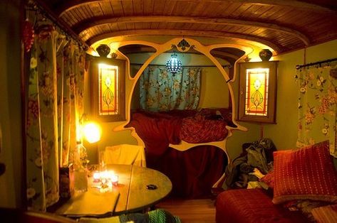 Dishfunctional Designs: Live A Little Be A Gypsy Get Around: Bohemian Inspiration Boho Rv, Caravan Interiors, Art Nouveau Arquitectura, Art Nouveau Interior, Caravan Renovation, Caravan Interior, Vintage Campers, Rv Interior, Mirror On The Wall