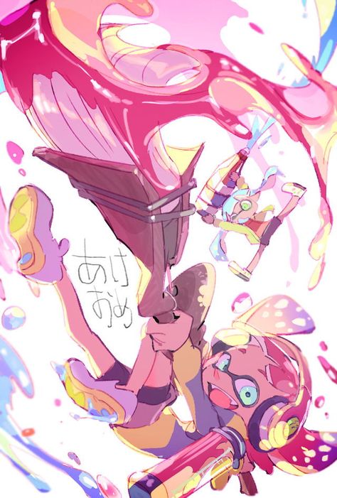 Splatoon Fanart, Splatoon Games, Pink Brush, Nintendo Splatoon, Splatoon Art, Splatoon 2 Art, Splatoon Comics, Video Game Fan Art, Nintendo Art