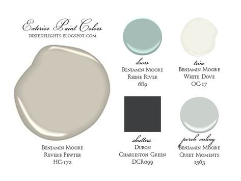 Revere Pewter Benjamin Moore, House Paint Color Combination, Paint Palettes, Color Combinations Paint, Exterior House Paint Color Combinations, Pride Rock, Pintura Exterior, Revere Pewter, Rhine River