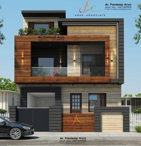 Ar Pardeep Arya A n n e A s s o c i a t e Architect // Interior Designer Email :- anneassociate@gmail.com Contect :- 74978-99909,9034382740 Lahoria Chowk, Hisar 30x50 House Elevation Design, Duplex Elevation Design, Front Elevation Designs Modern, Indian House Exterior Design, Modern Brick House, House Structure Design, Building Front Designs, Modern Elevation, House Outer Design