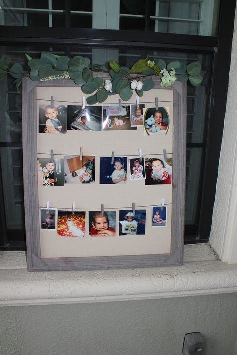 Baby Shower Baby Pictures Display, Baby Pictures At Baby Shower Parents, Baby Shower Parents Baby Pictures, Baby Shower Photo Display, Baby Shower Pictures Of Parents, Baby Shower Greenery Theme, Baby Photo Collages, Shower Vibes, Shower 2023