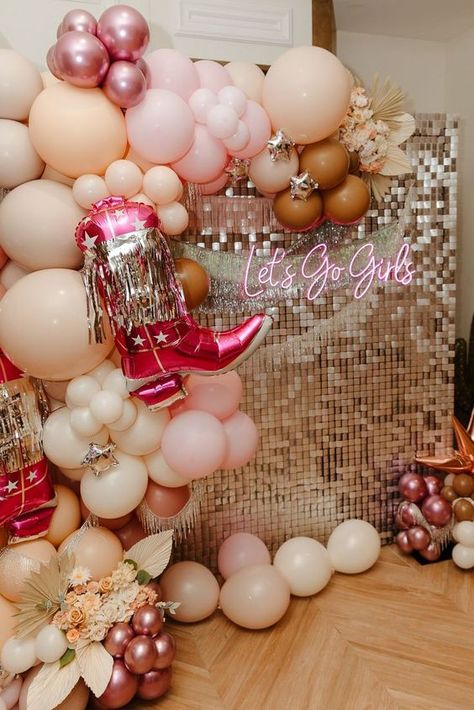 Western Bachelorette Theme, Bach Party Themes, Cowboy Disco, Pink Cowgirl Boot, Pink Balloon Arch, Last Rodeo Bachelorette, Plan Your Future, Rodeo Bachelorette, Western Bachelorette