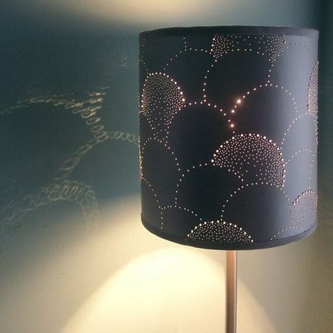 DIY pin-pricked lampshade, with certain holes augmented by GEMS! SO ADORABLE! Diy Lampe, Diy Shades, Paper Lampshade, Diy Lamp Shade, Scale Design, Diy Lamp, Naha, Paper Lanterns, Antique Shops