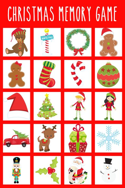 Christmas Matching Game Free Printable, Free Printable Matching Games, Christmas Memory Game Free Printable, Christmas Games For Kids At School, Christmas Matching Game, Christmas Memory Game, Printable Christmas Games, Christmas Games For Kids, Memory Games For Kids