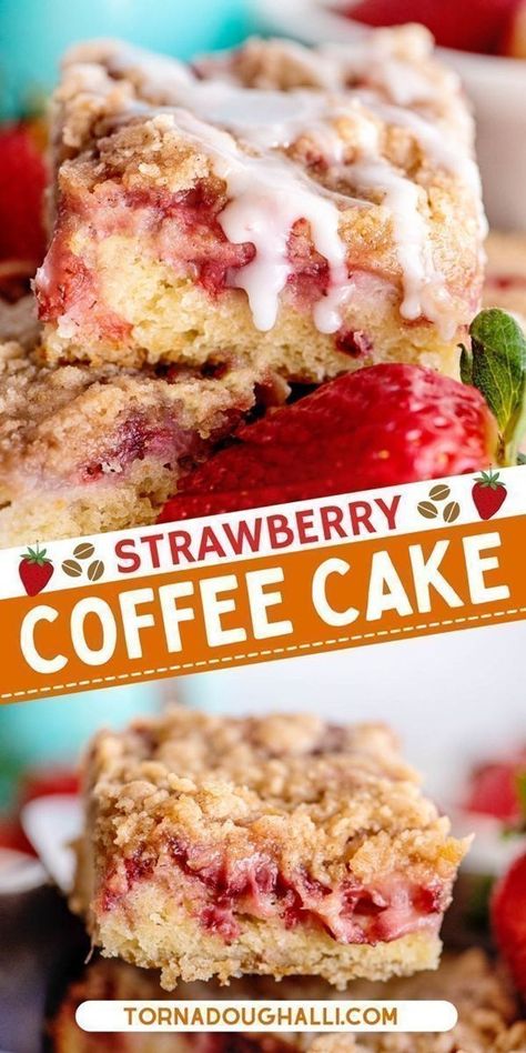 Strawberry Rhubarb Coffee Cake, Strawberry Coffee Cake, Rhubarb Coffee Cake, Rhubarb Coffee Cakes, Strawberry Coffee, Crumb Coffee Cakes, Coffee Cake Recipes Easy, Strawberry Breakfast, Cake Mug