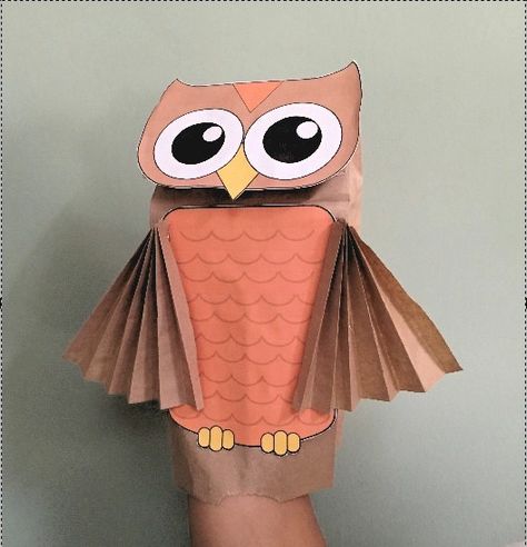 Whoooo wants to make a Paper Bag Owl Puppet? All the kids will and this simple puppet project is fun to make. Paper Bag Owl, Turkey Paper Bag, Owl Puppet, Make A Paper Bag, Flower Making Crafts, How To Make A Paper Bag, Diy Paper Bag, Paper Bag Crafts, Puppets For Kids