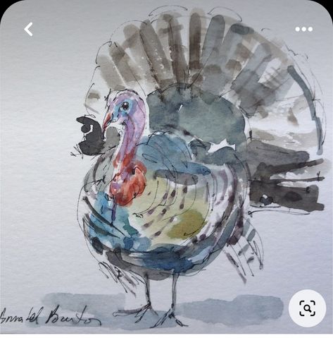 Turkey Watercolor Painting, Watercolor Turkey Paintings, Watercolor Turkey, Dr Doolittle, Thanksgiving Watercolor, Tiny Watercolor, Turkey Painting, Turkey Bird, Fall Drawings